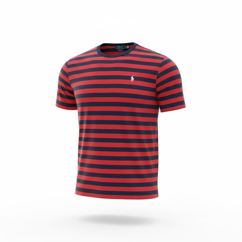 Polo by Ralph Lauren Red & Navy Striped Crewneck Tee